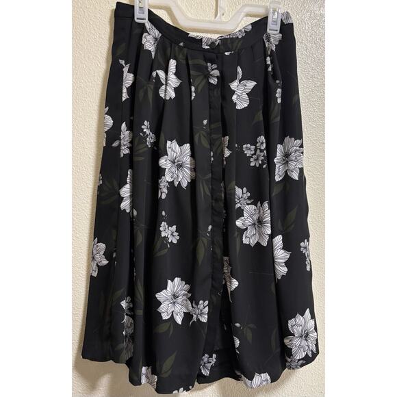 Banana Republic Sz 8 Midi Skirt Pleated Button Front Floral Dark Academia Fairy - Picture 1 of 13